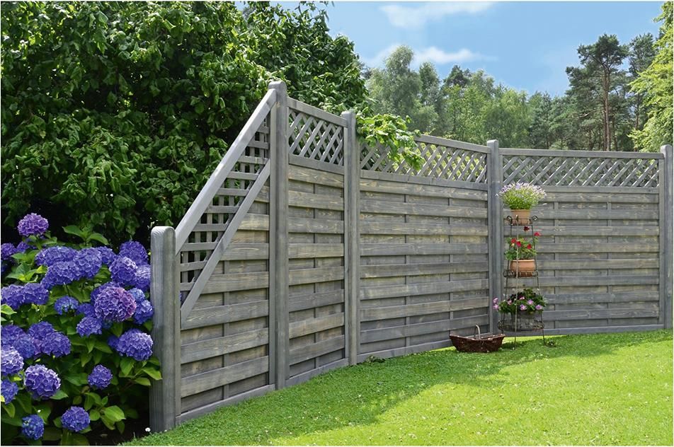 BARTEK-Serie grau lasiert180 x 180 cm Rahmen 40/65 mm, Lamellen 8 x 95 mm