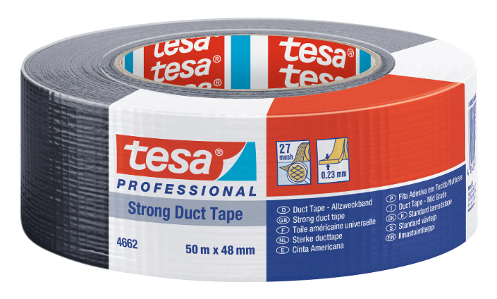 TesaStrong Duct Tape 4662, 50mx48mm, schwarz, EAN