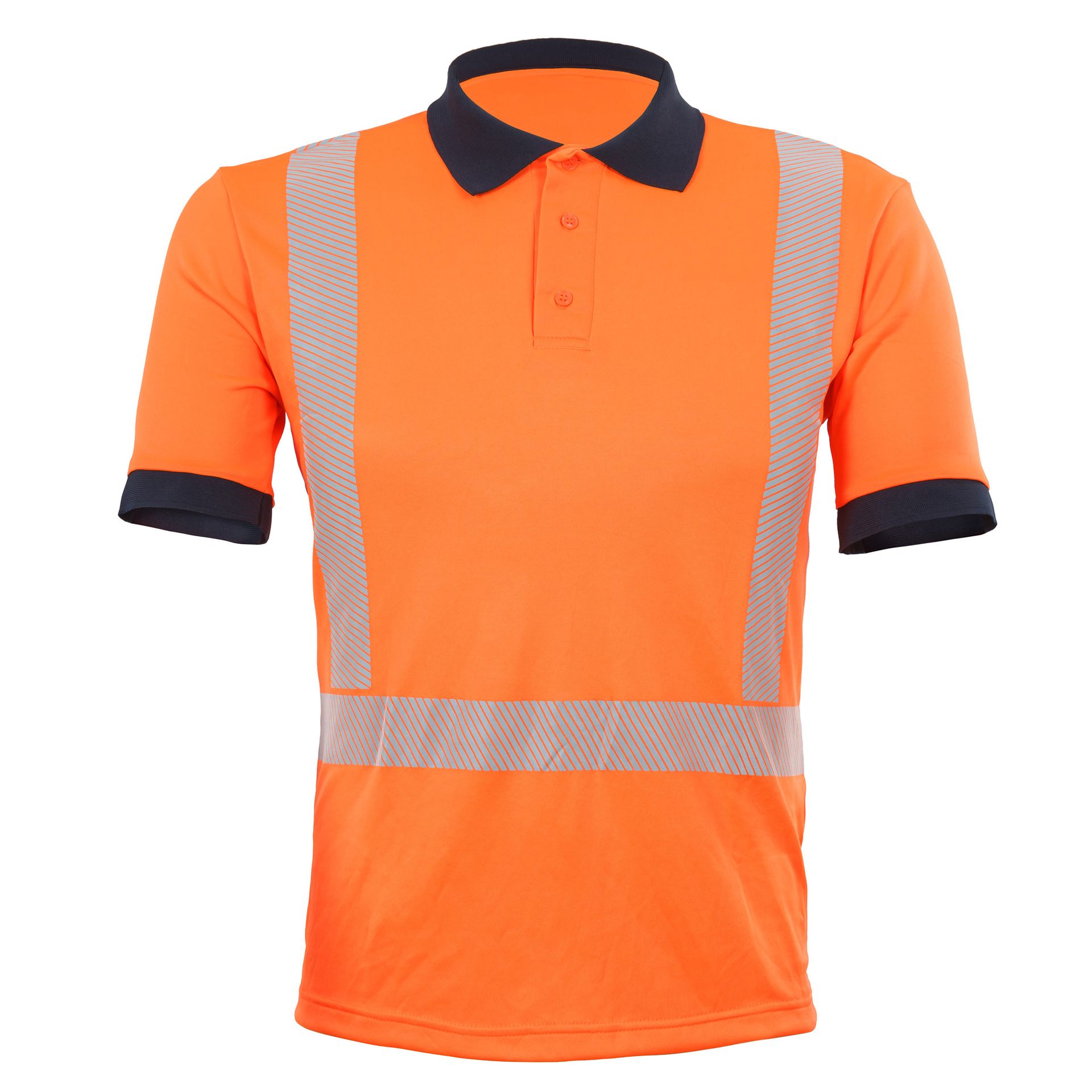 Qualitex Lyocell Poloshirt "Allround Warnschutz" Allround Warnschutz, warnorange/marine, Gr. S
