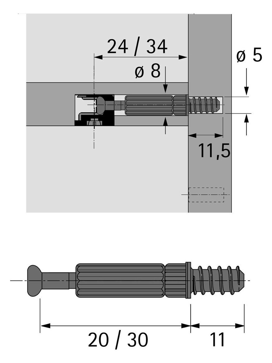 HETTICH Einschraubdübel Twister Euro DU 243 Ø 5 mm