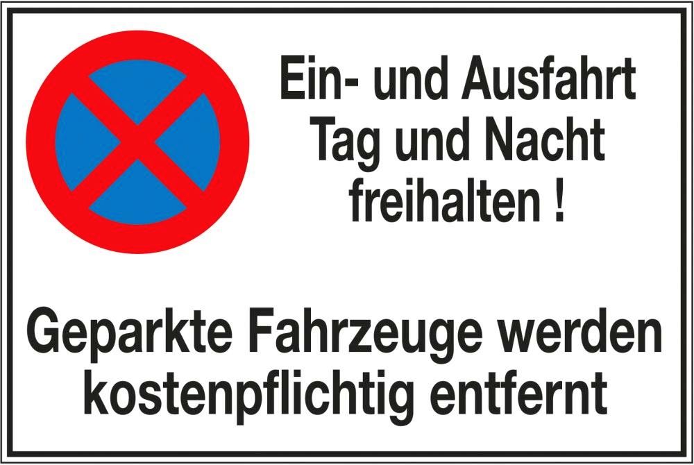 Parkverbotsschild Alu B600xH400 mm Ein-und Ausfahrt freihalten SafetyMarking