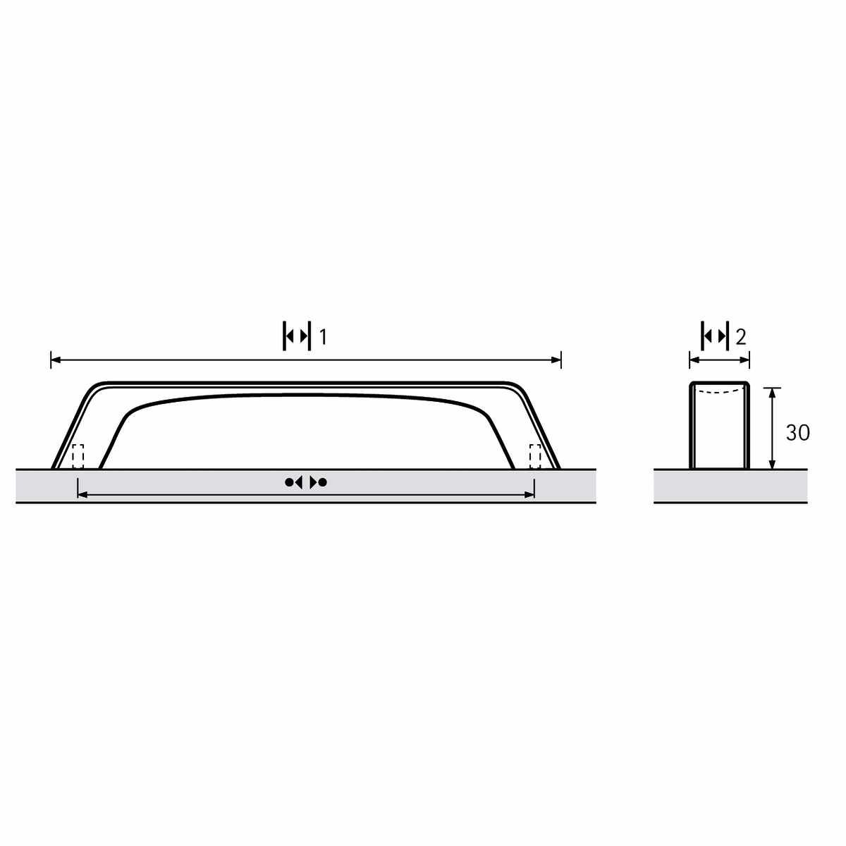 Griff Veronia, Bohrabstand 128, L 144 mm, B 14 mm,