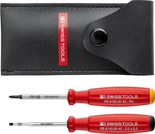 Mini-Schraubendreher-SatzPH00 + Schlitz 0,3x2mm 2-teilig im Etui PB Swiss Tools