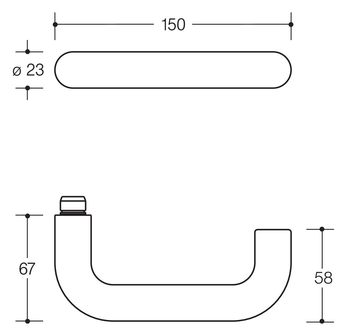 HEWI Türdrückerlochteil 23 mm Vk:8mm