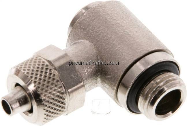 Winkel-Verschraubung G 1/8"-6x4mm, Messing vernickelt, Innenskt.