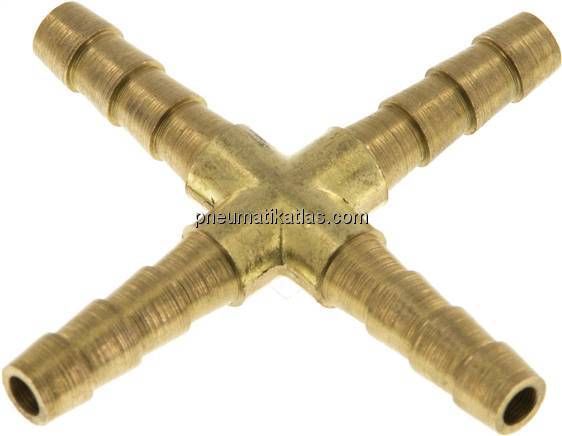 Kreuz-Schlauchverbinder 5mm, Messing