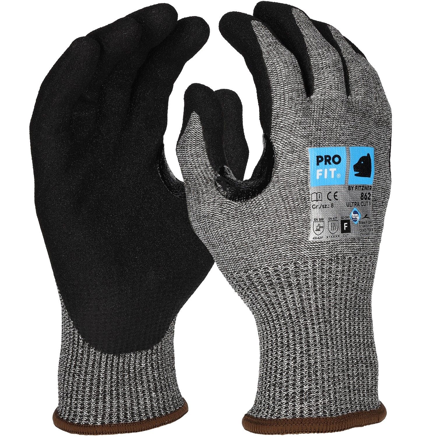 Nitril Schnittschutzhandschuh"Ultra Cut F", grau/schwarz 10