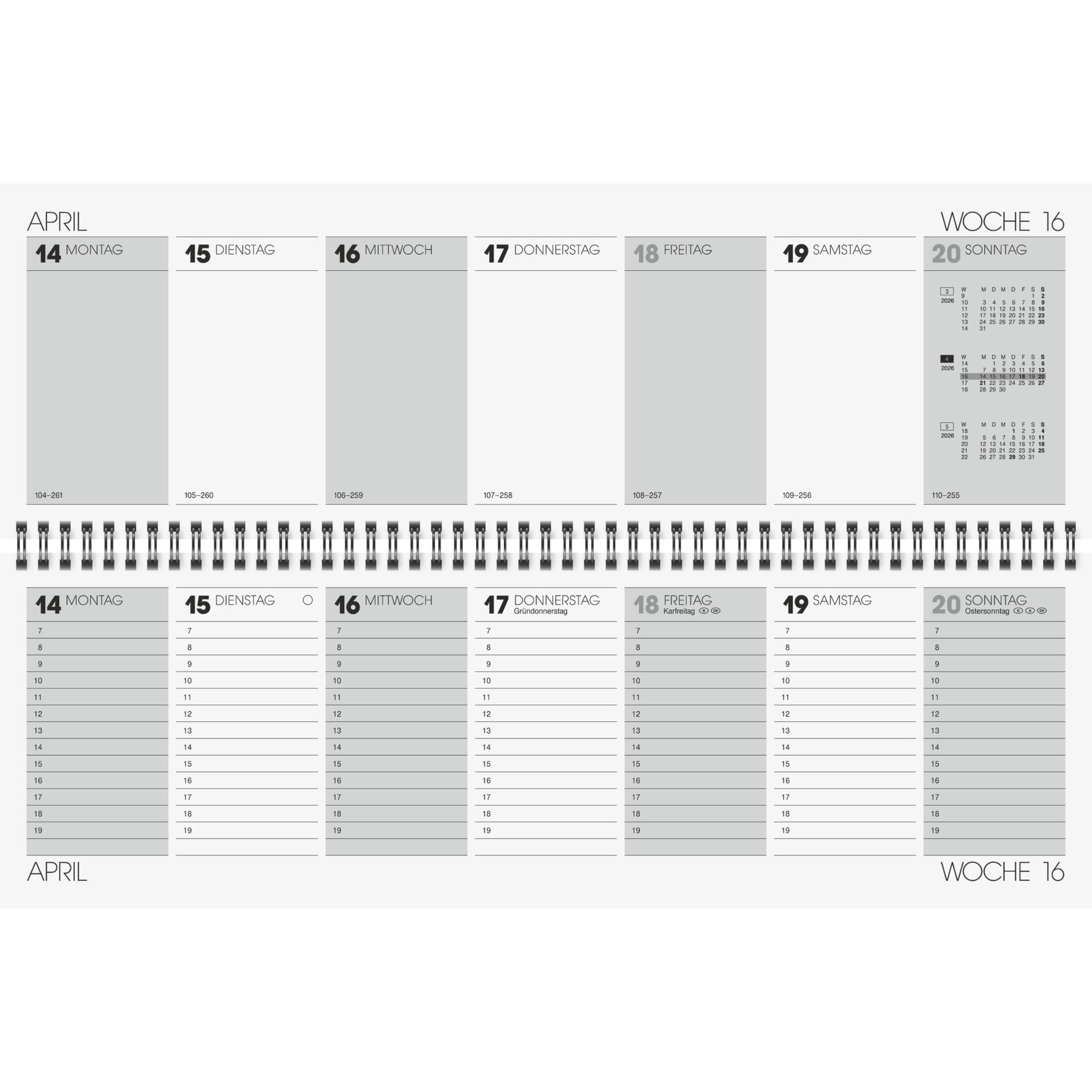 Querkalender 42x13,7cm 1W/2S gr
