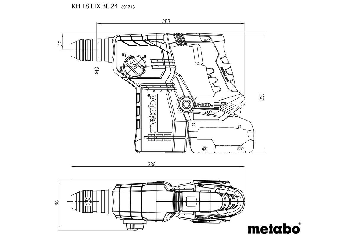 Akku-Kombihammer solo KH 18 LTX BL 24 Metabo ohne Akku ohne Ladegerät metaBOX