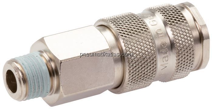 Kupplungsdose (NW7,2) R 1/4"(AG), Stahl gehärtet, vernickelt / Messing vernickel