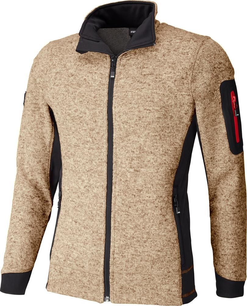 Herren-Jacke CHRISTOPH beige-schwarz XS Strick-Fleece FHB