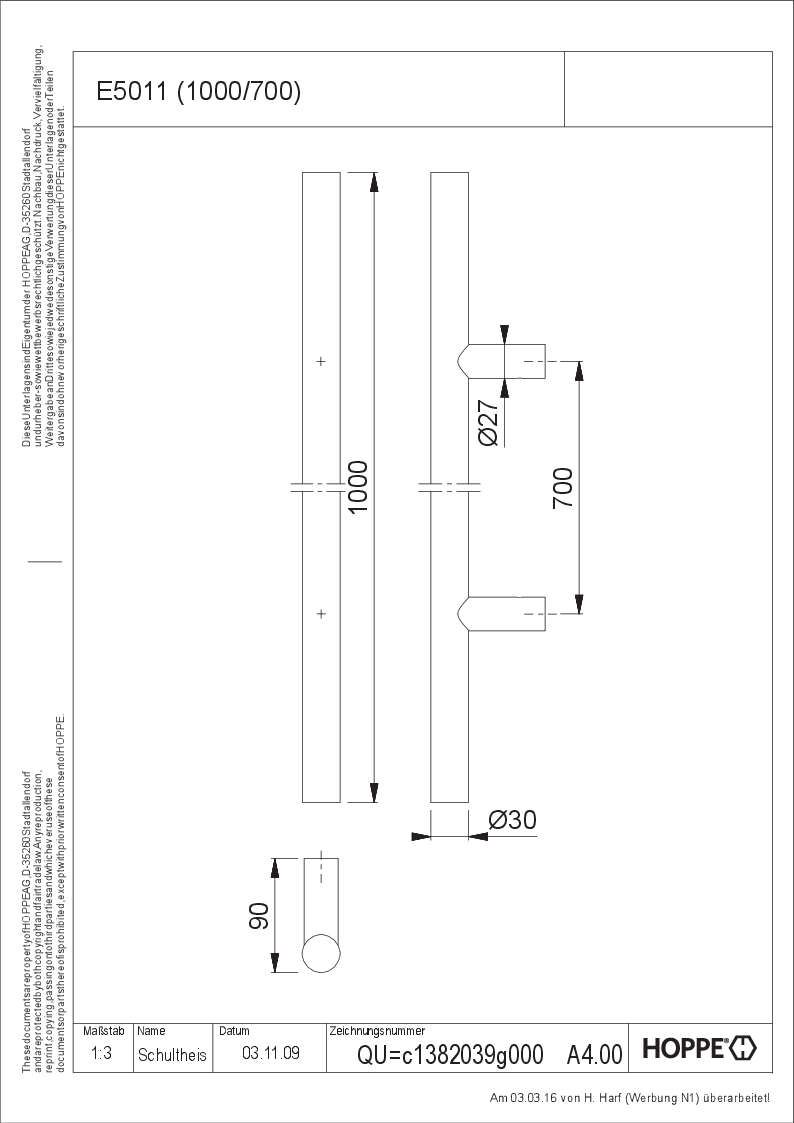 Bügelgriff Stangenform, E5011
