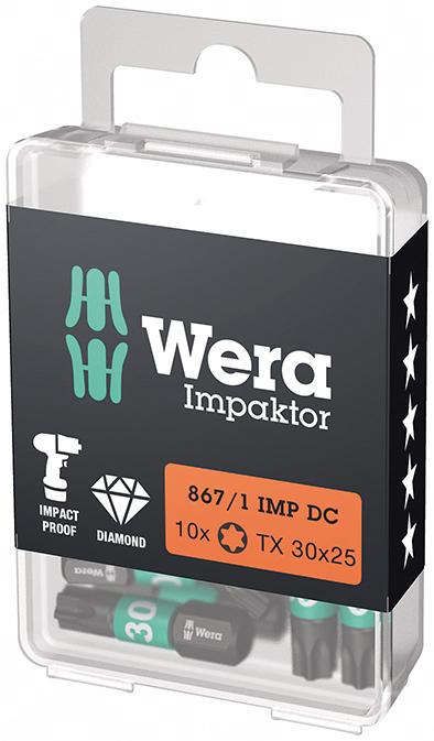 Bit Impaktor 1/4" DIN 3126 C6,3 T30x25mm 10er Pack Wera