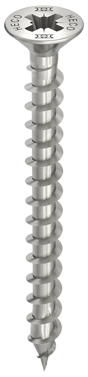 HECO-TOPIX-plus A2 3,5 x 25, Senkkopf mit Frästaschen, Pozi-Drive, Variables Vollgewinde, blank, gleitbeschichtet, 200 Stück, SKV-Kleinverpackung