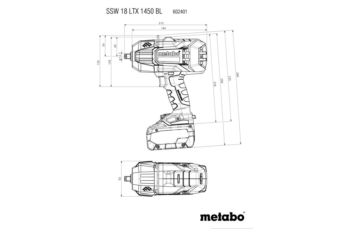 Akku-Schlagschrauber soloSSW 18 LTX 1450 BL Metaboohne Akku ohne Ladegerät metaBOX