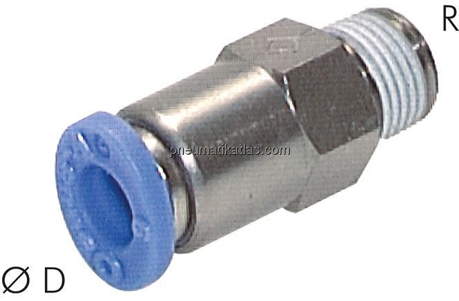 Rückschlagventil R 1/8"-4mm, Durchfluss vom Gewinde zum Schlauch, IQS-Standard