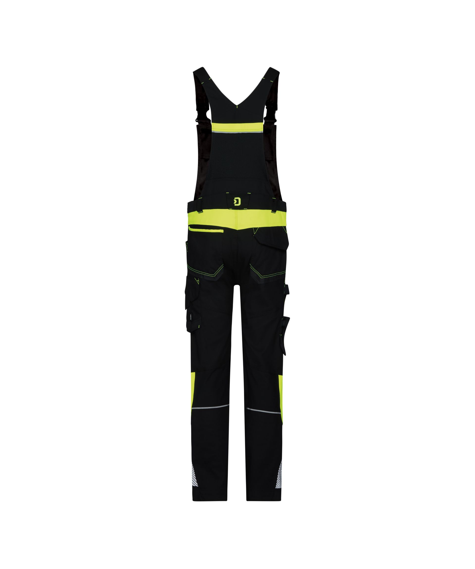 DASSY® Ulsan - Stretch-Arbeitslatzhose mit Kniepolstertaschen - schwarz/neongelb, Gr. 42