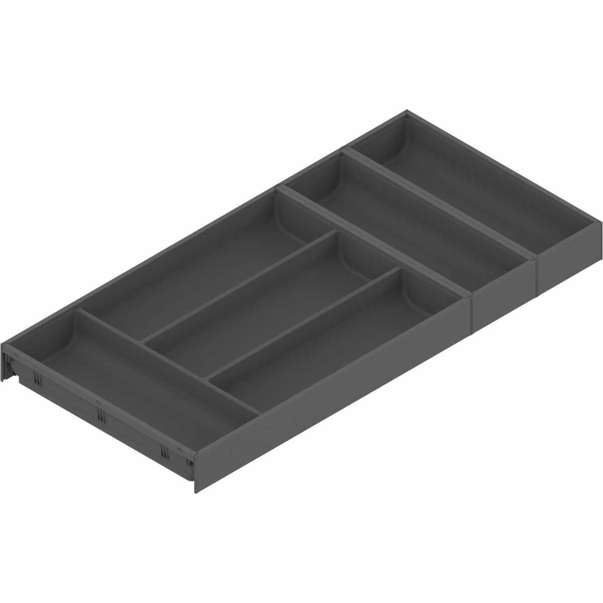 AMBIA-LINE Besteckeinsatz, für LEGRABOX/MERIVOBOX Schubkasten, Kunststoff / Stahl, 6 Besteckfächer, NL=650 mm, Breite=300 mm, oriongrau matt