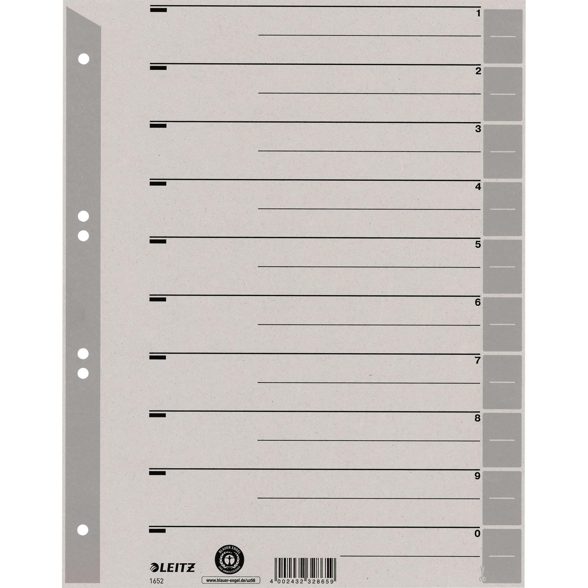 Trennblatt DIN A4 230g Karton grau 100 St./Pack.