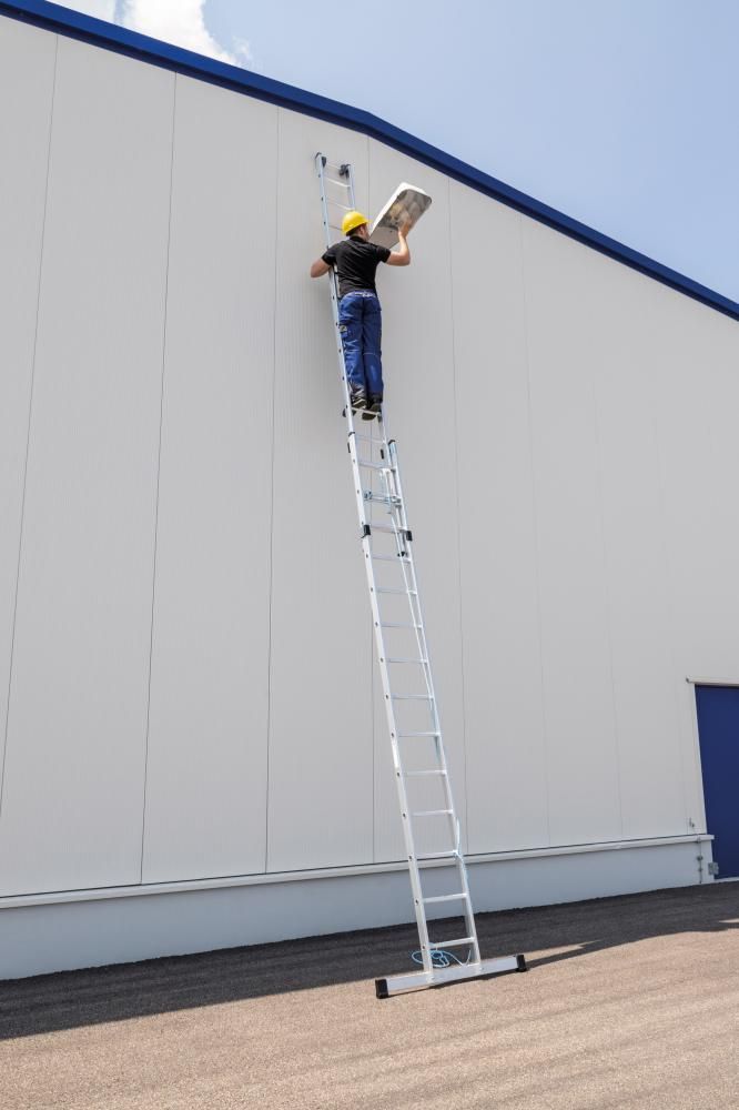 Alu-Seilzugleiter 2x14 Sprossen Leiterlänge 4,18m eingef.Arbeitshöhe bis 8,30 m