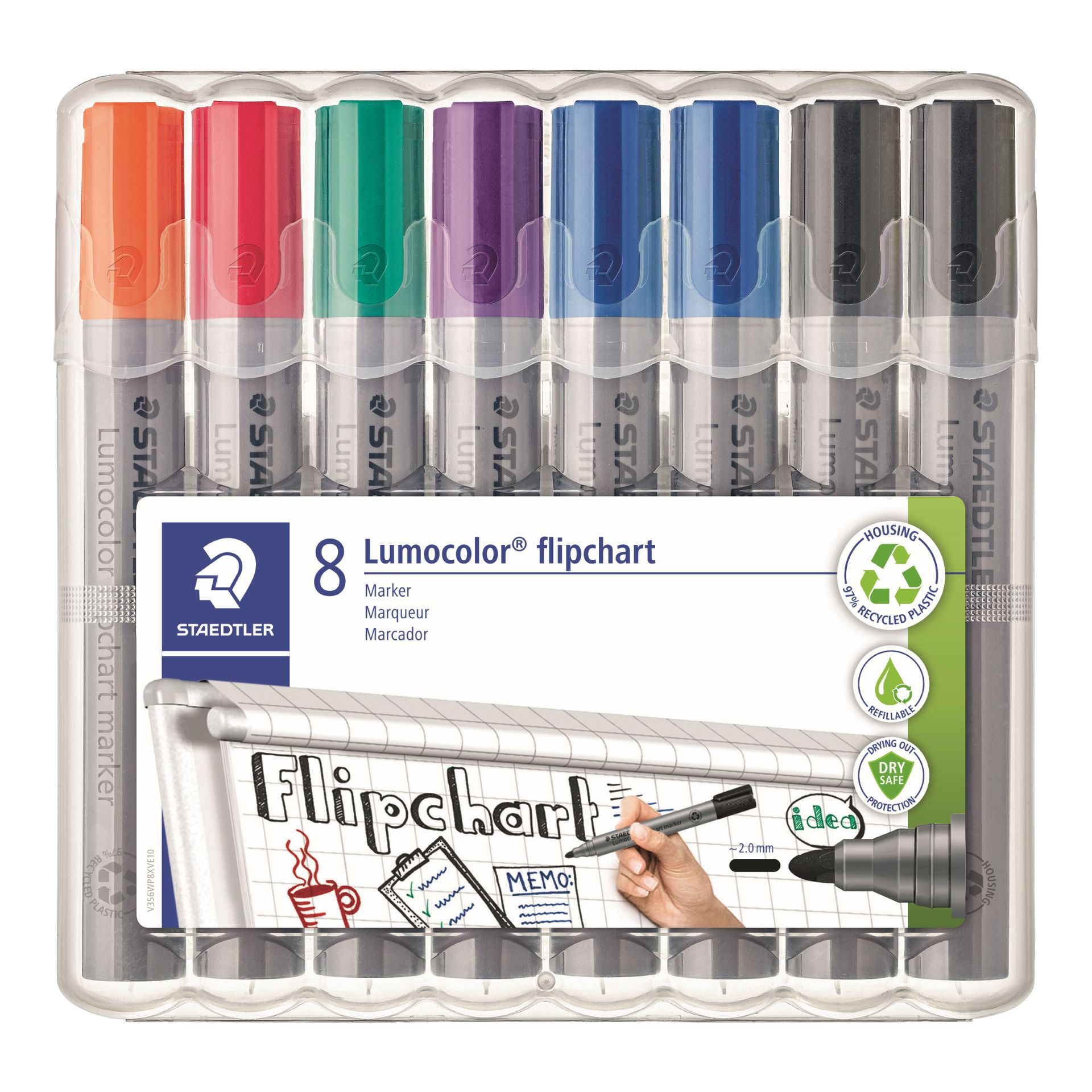 Boardmarker Lumocolor sort 8St