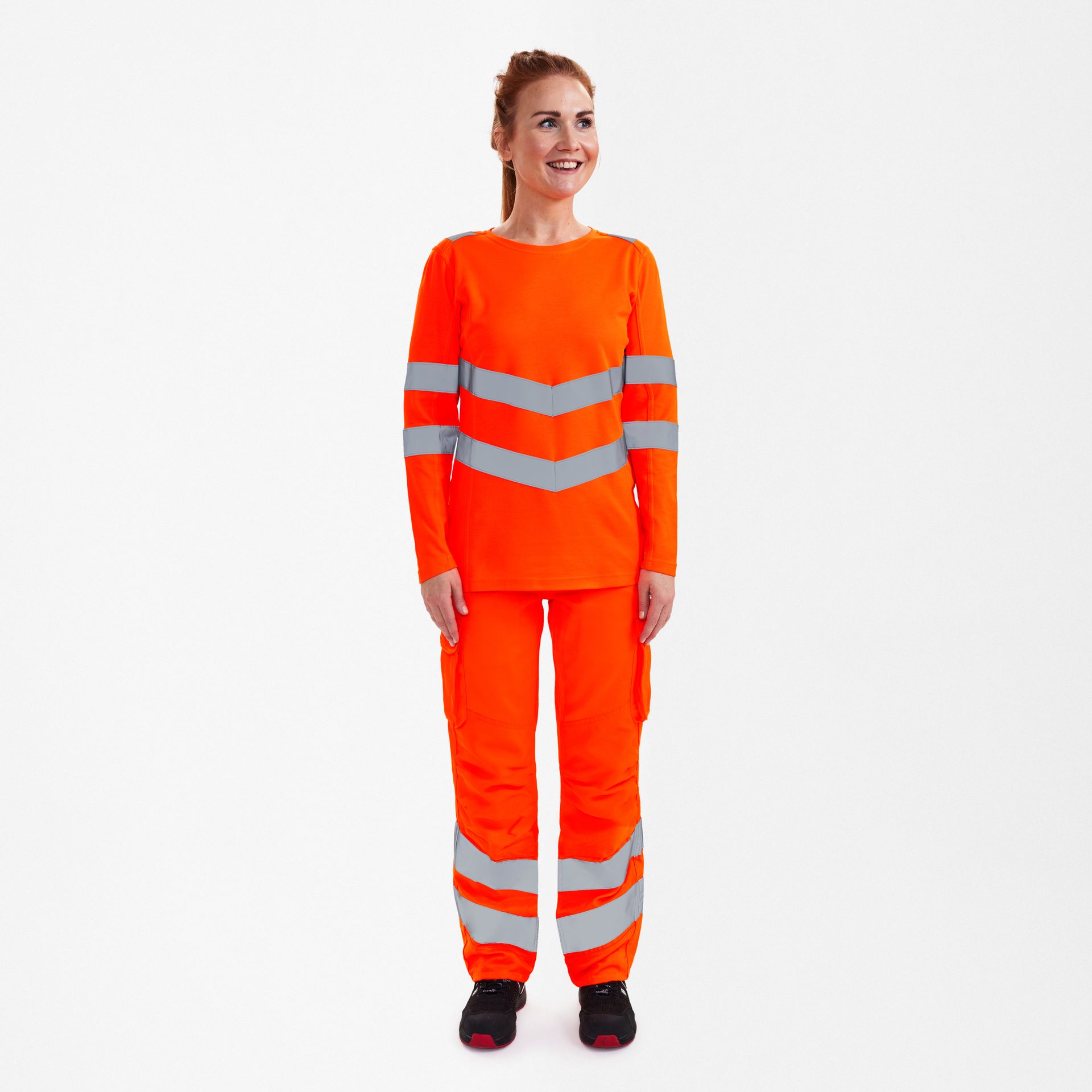 Safety Damen langarm-Shirt Hi-vis Orange, Gr. L