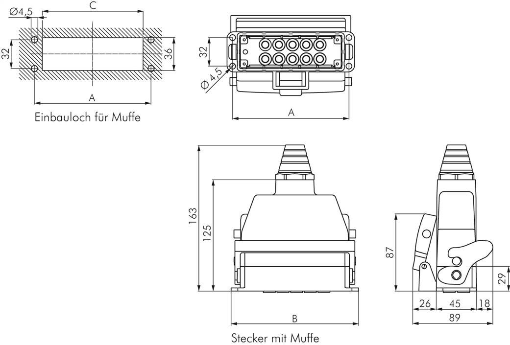 Mehrfachkupplung 12x 4mm Schl.,komplett Stecker & Muffe