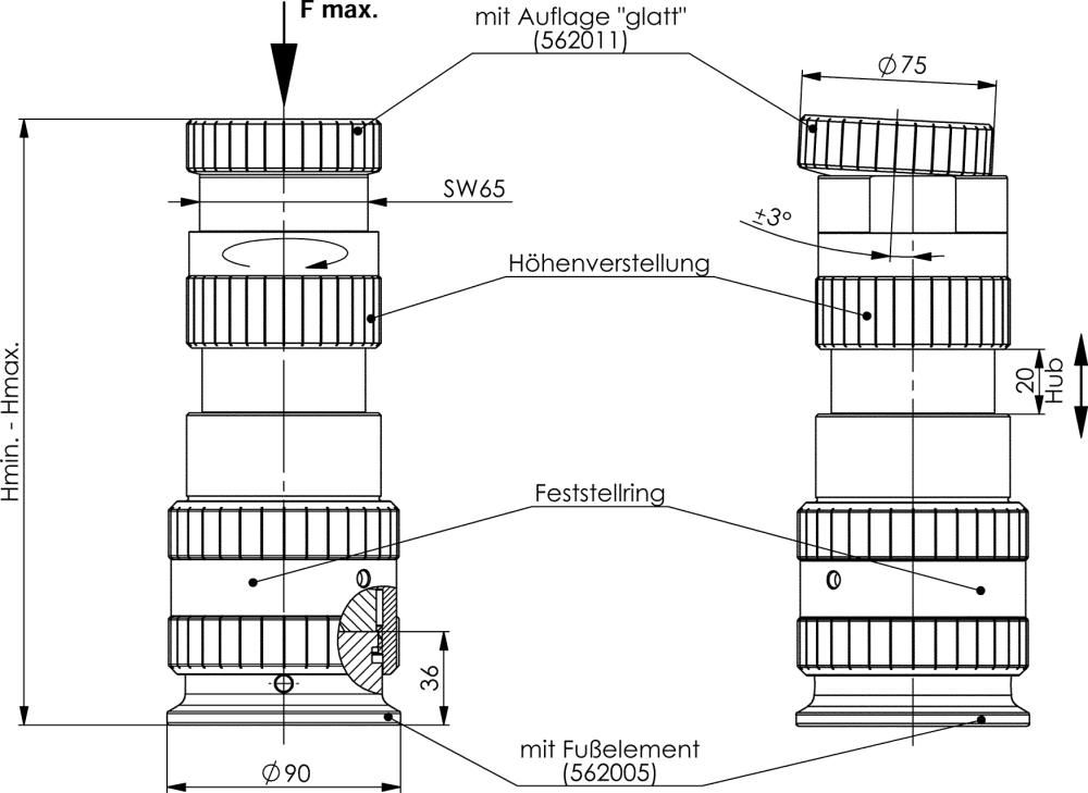 Abstützelement 6425A-230mm AMF