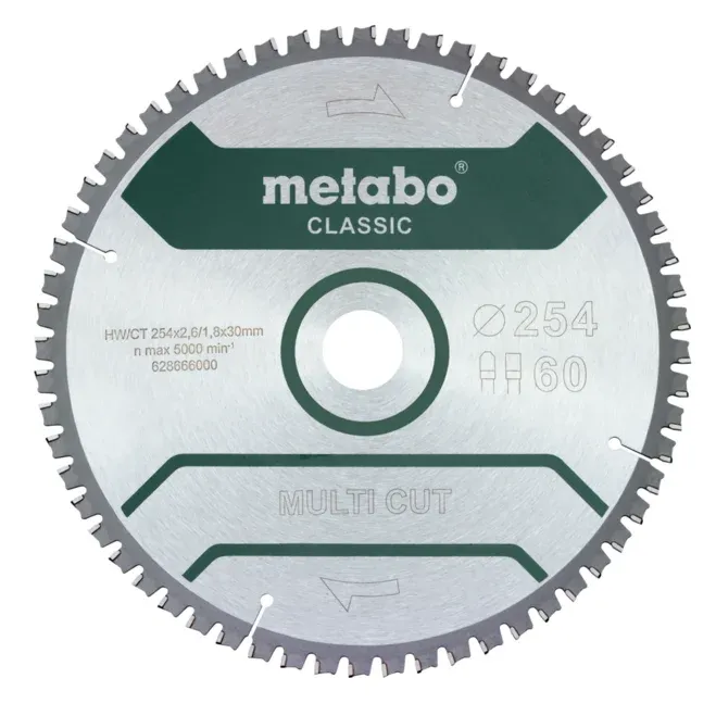 Metabo Kreissägeblatt MultiCutClassic 254x30 Z60 FZ/TZ 5°neg