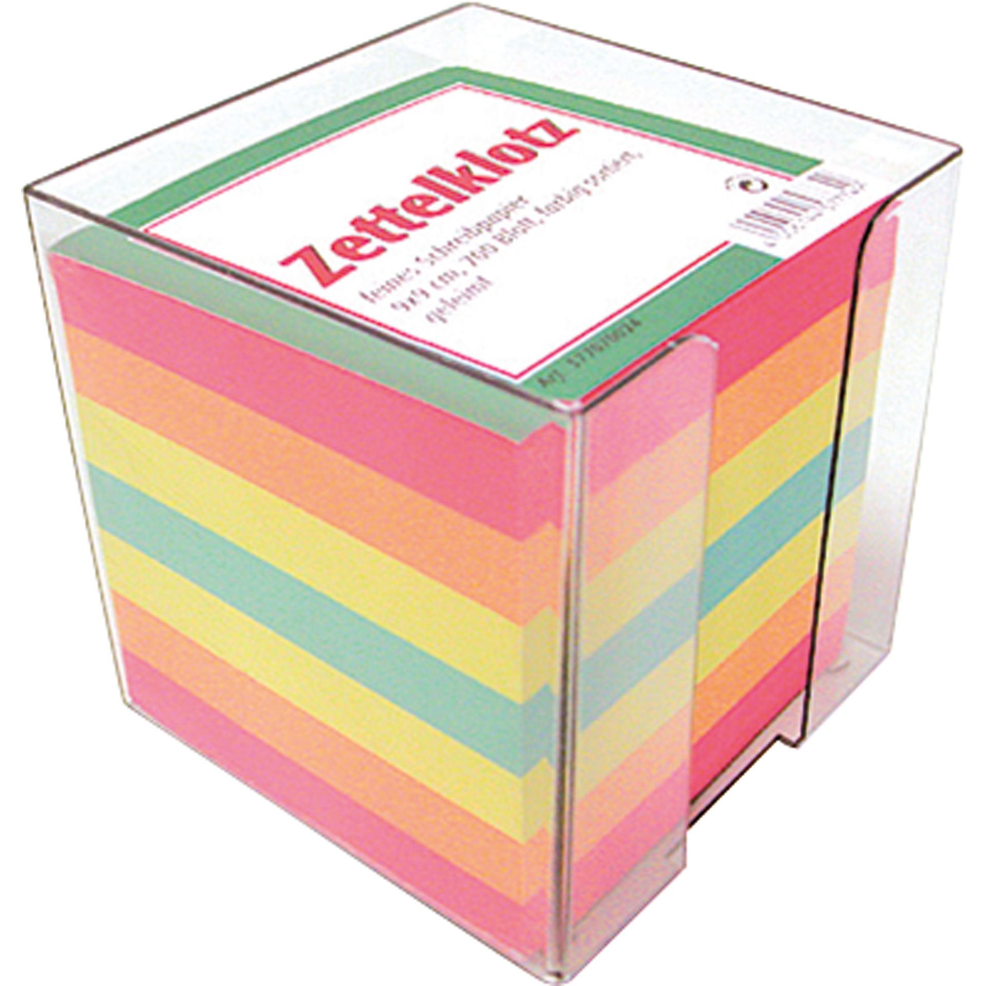Zettelbox 10x10x10cm tr Inhalt bunt