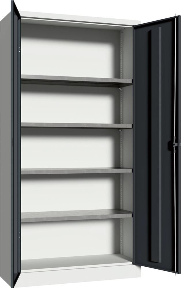 Flügeltürenschrank 4 Einlegeböden a 80kg RAL 7035/7016 B1000xT500xH1950mm