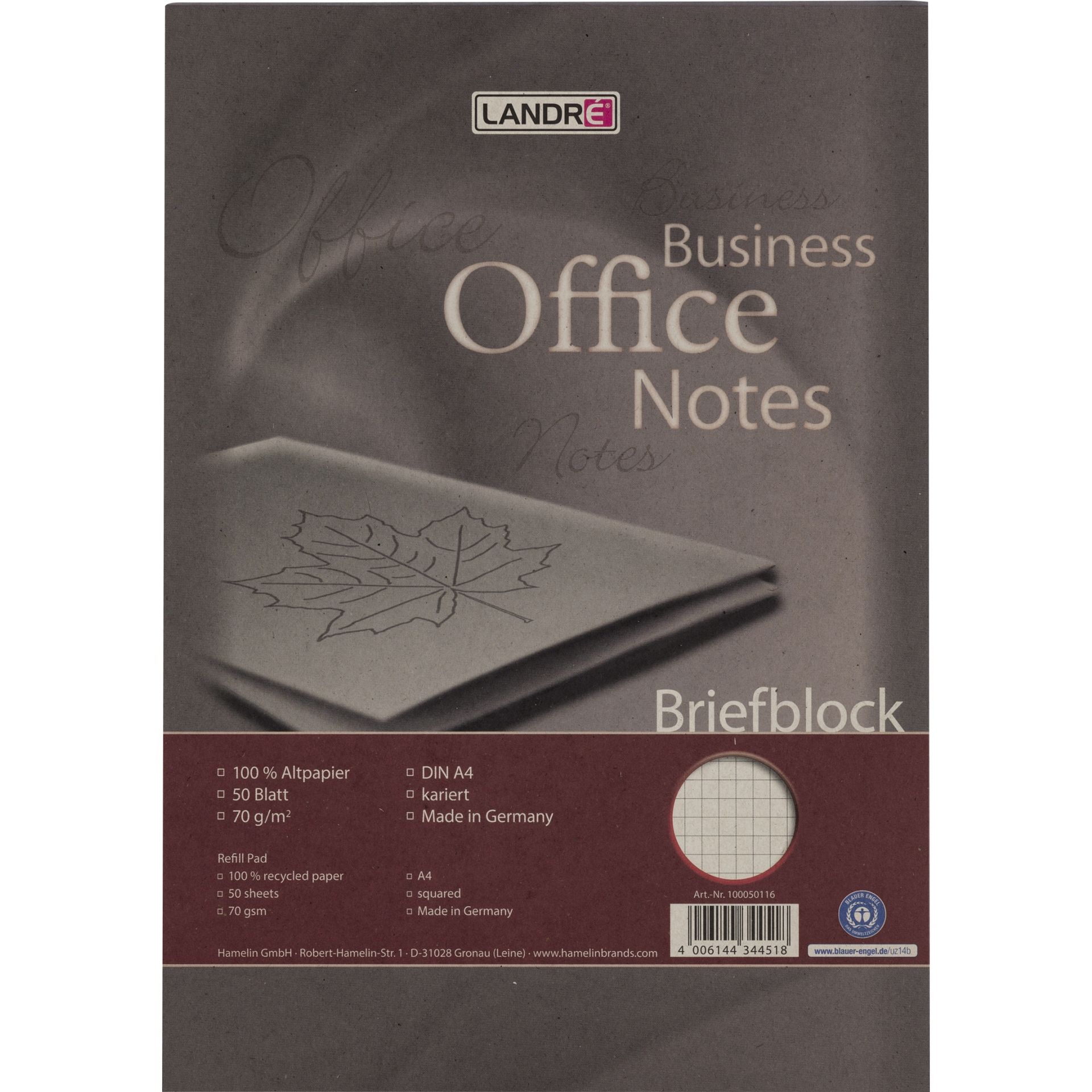 Briefblock DIN A4 Recycling 50Blatt kariert