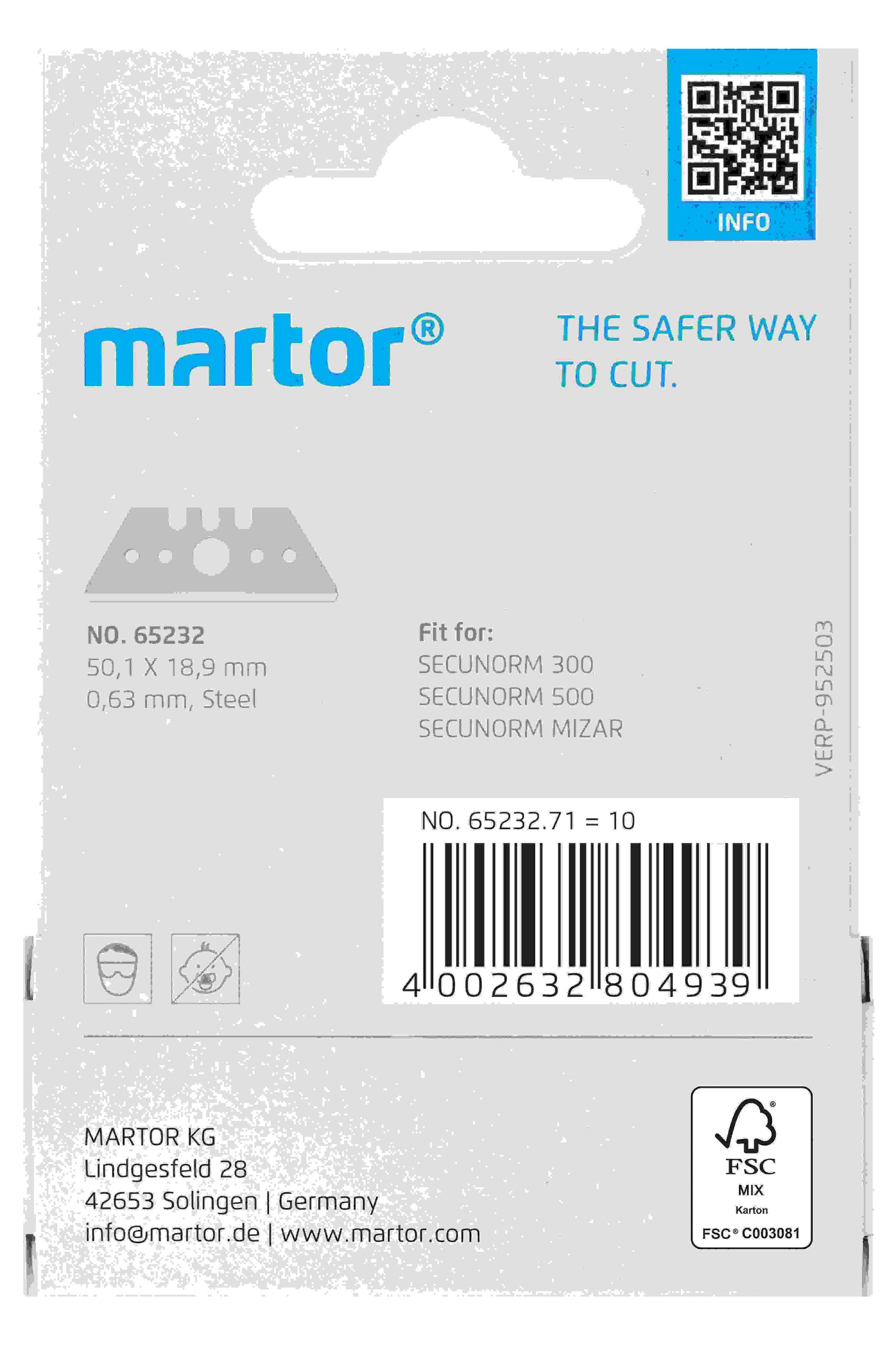 MARTOR Ersatzklinge TRAPEZKLINGE 65232 Breitschliff POS | 10 Stück