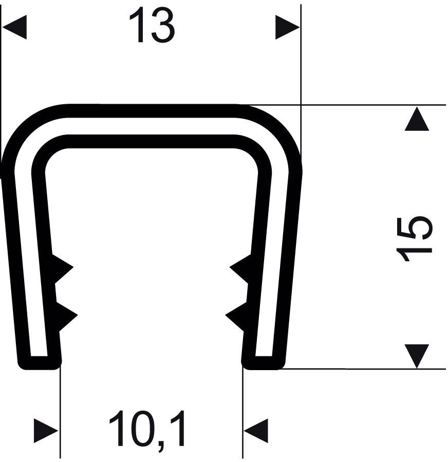Kantenschutz flexibel konisch, schwarz, 13x15 mm, Klemmbereich 6,0-8,0mm, 50m FORTIS