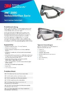 3M 2890S 3M Vollsicht-Schutzbrille Serie 2890 abgedichtet Antikratz-/Anti-Fog-Beschichtung transparente Poly