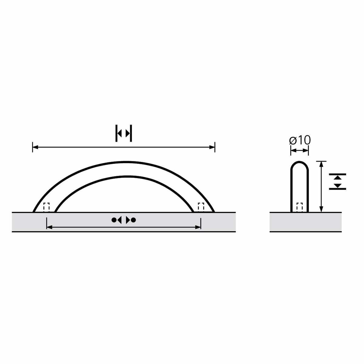 Griff Vada, Bohrabstand 128, L 149 mm, H 30 mm, ø