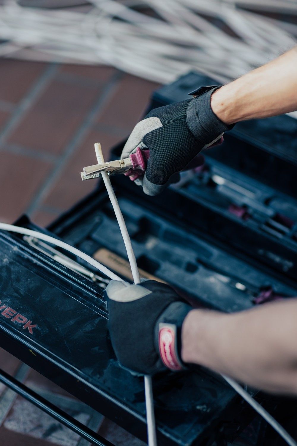 Mechaniker Handschuh, mit Klett,grau, schwarz 10