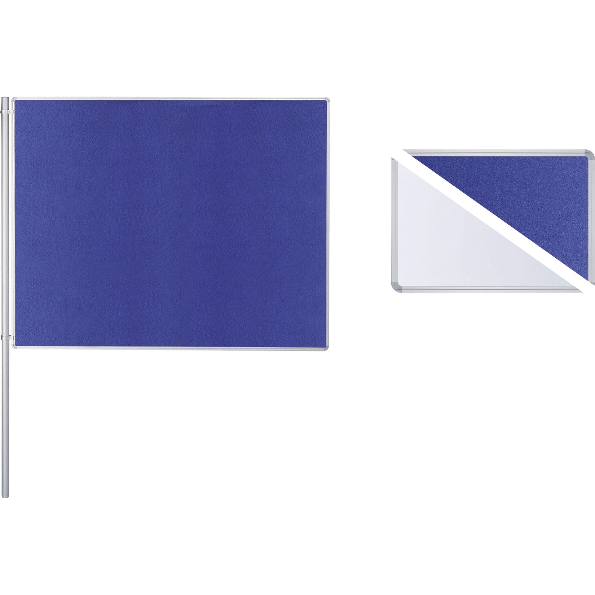Anbaustellwand 150x120cm Filz/Whiteboard ws/bl