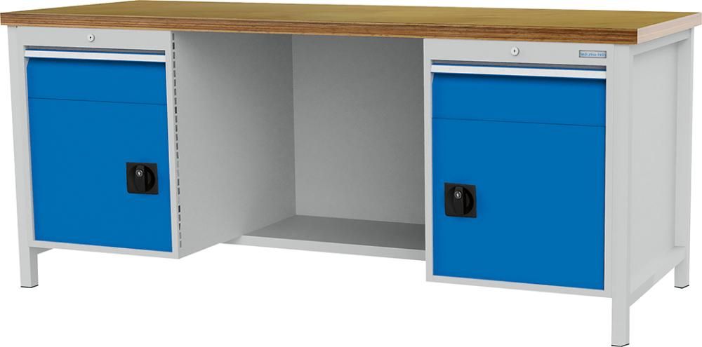 Kastenwerkbank buche MP 2 Schubladen 2 Flügeltür Traglast 1000kg B2000xT750xH859mm