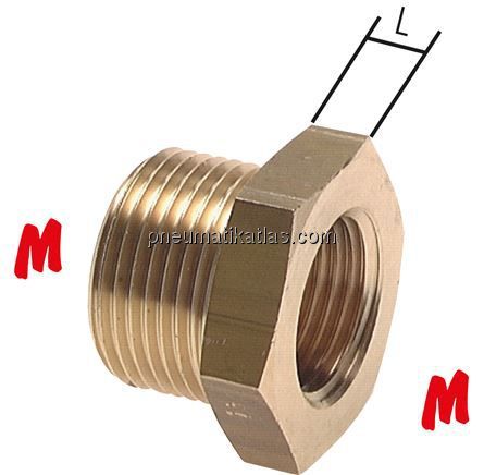 Reduziernippel M 14x1,5(AG)-M 10x1(IG), Messing