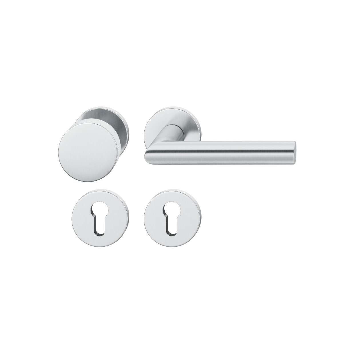 ASL Wechselgarnitur 8 mm PZ Rundrosette Knopf 0829 max. 45°. TS 39-58 mm Edelstahl fein matt