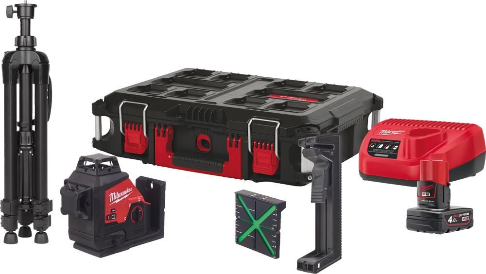 Kreuzlinienlaser Set M123PLSKIT-401P 1x 12,0V 4Ah Ladegerät PACKOUTBox