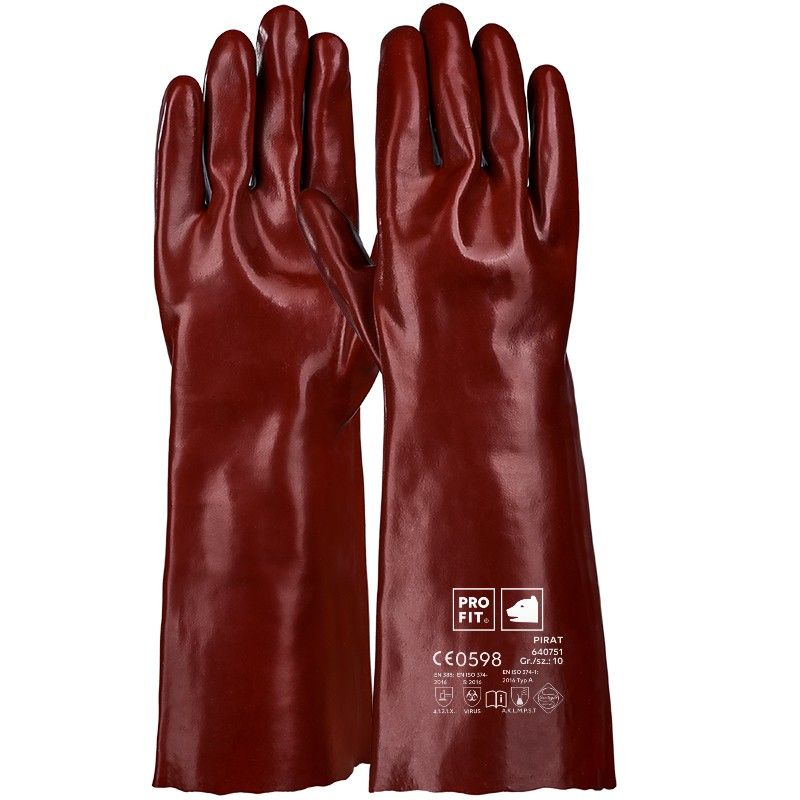 PVC Chemikalienschutzhandschuhe"Pirat", rotbraun, 40 cm 10