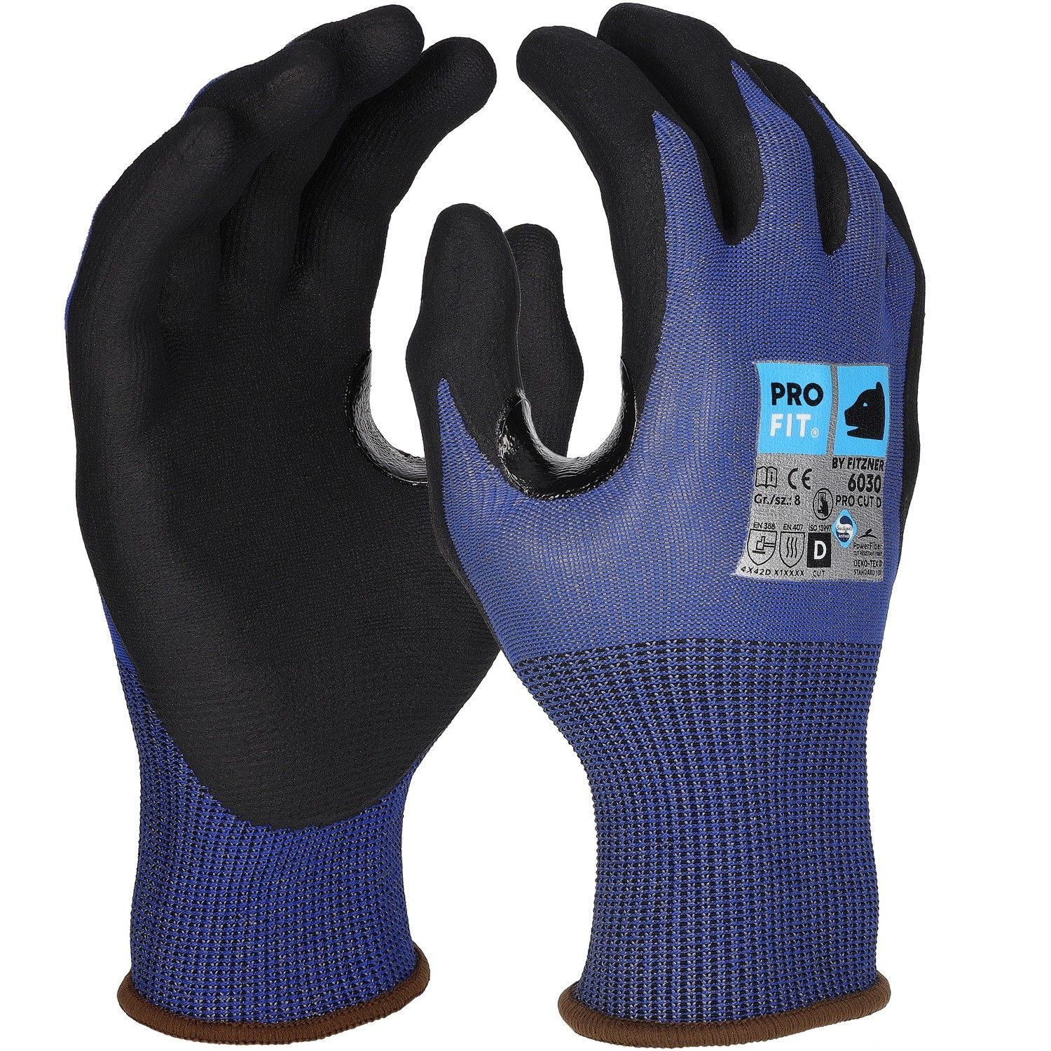 Nitril Schnittschutzhandschuh"Pro Cut D", blau/schwarz 10