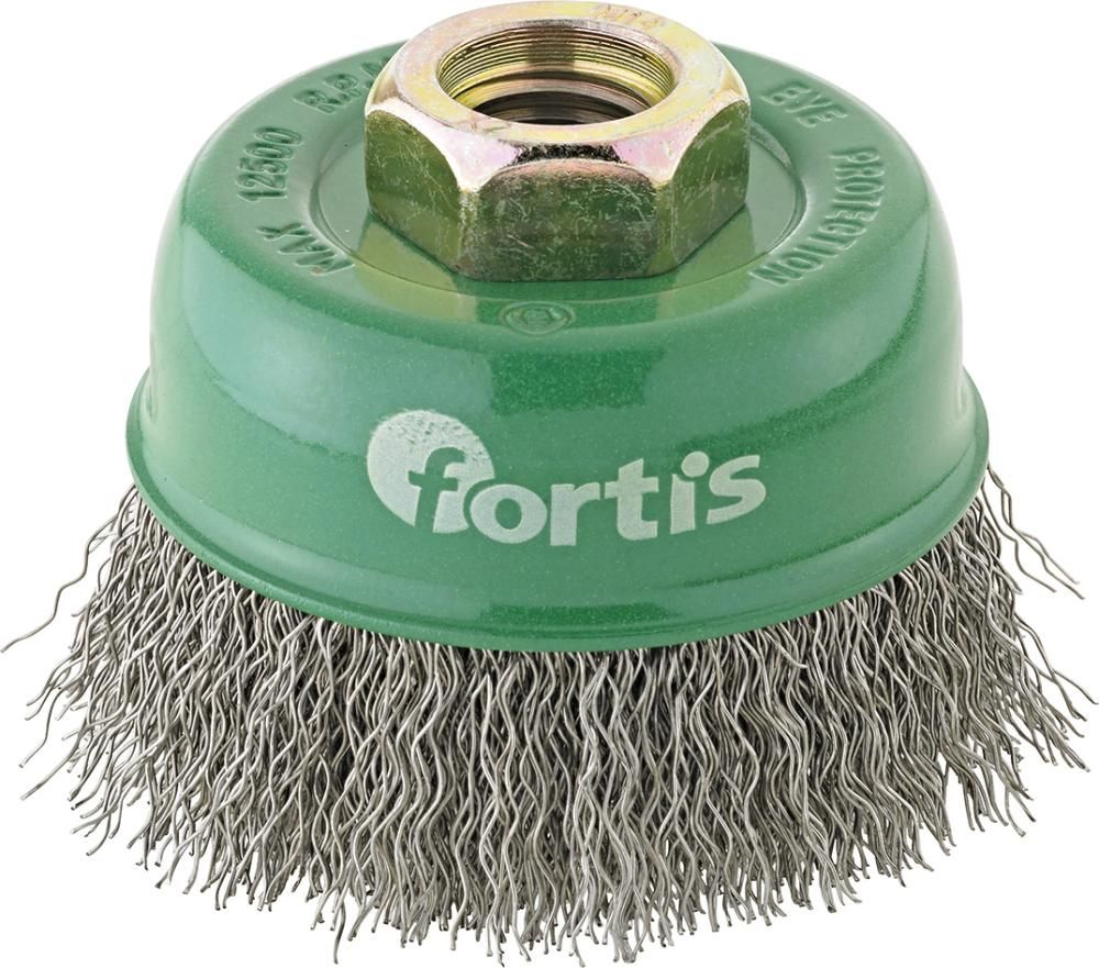 FORTIS Topfbürste Edelstahl 80 mm gewellt