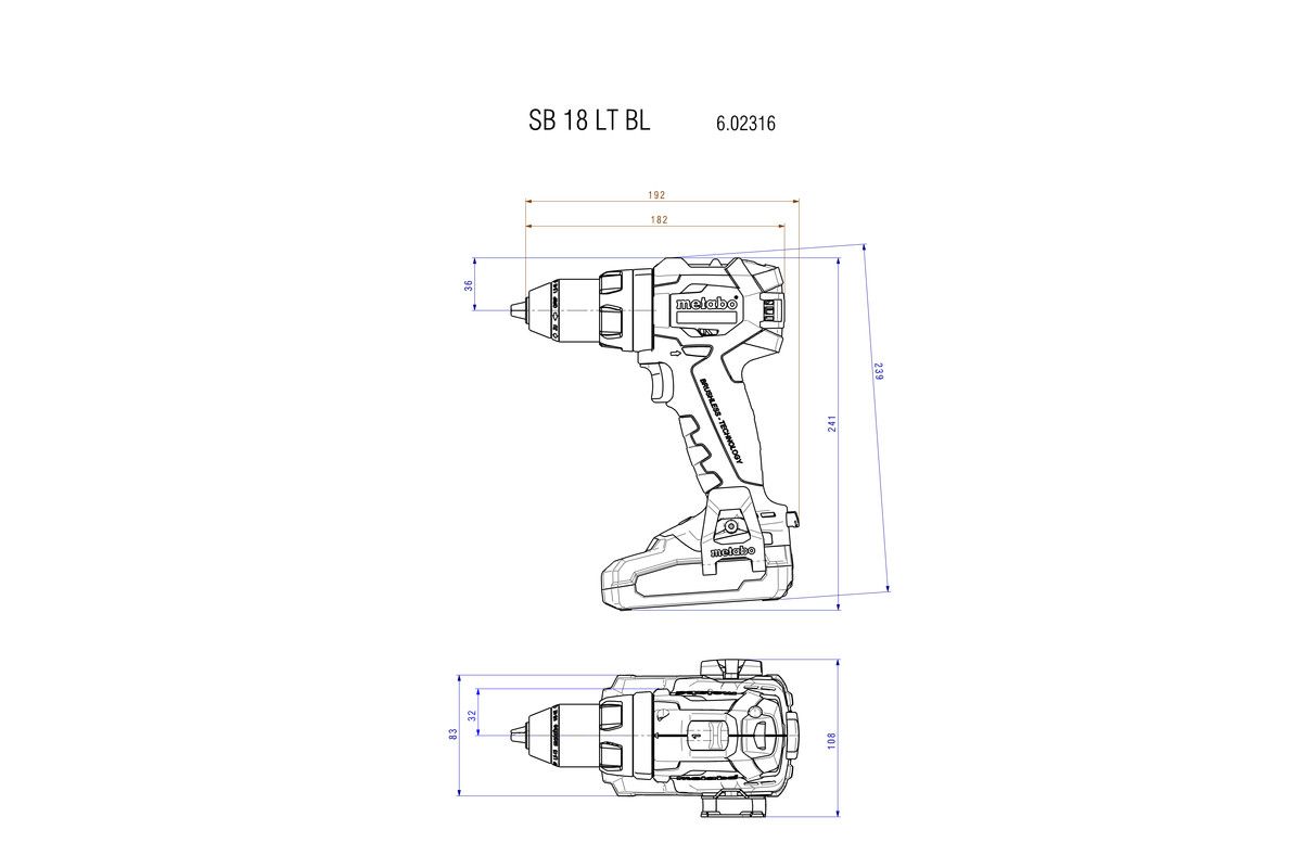 Akku Schlagbohrschrauber SB 18 LT BL Metabo 2x18,0 V 4,0 Ah LadegerätASC 30-36 Koffer