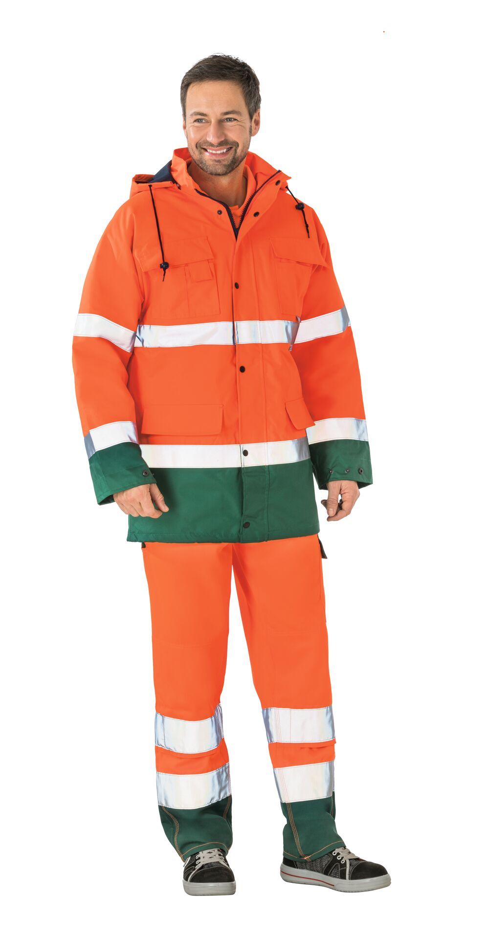 Planam Parka 2-farbig Warnschutz, Outdoor orange/grün Gr. S