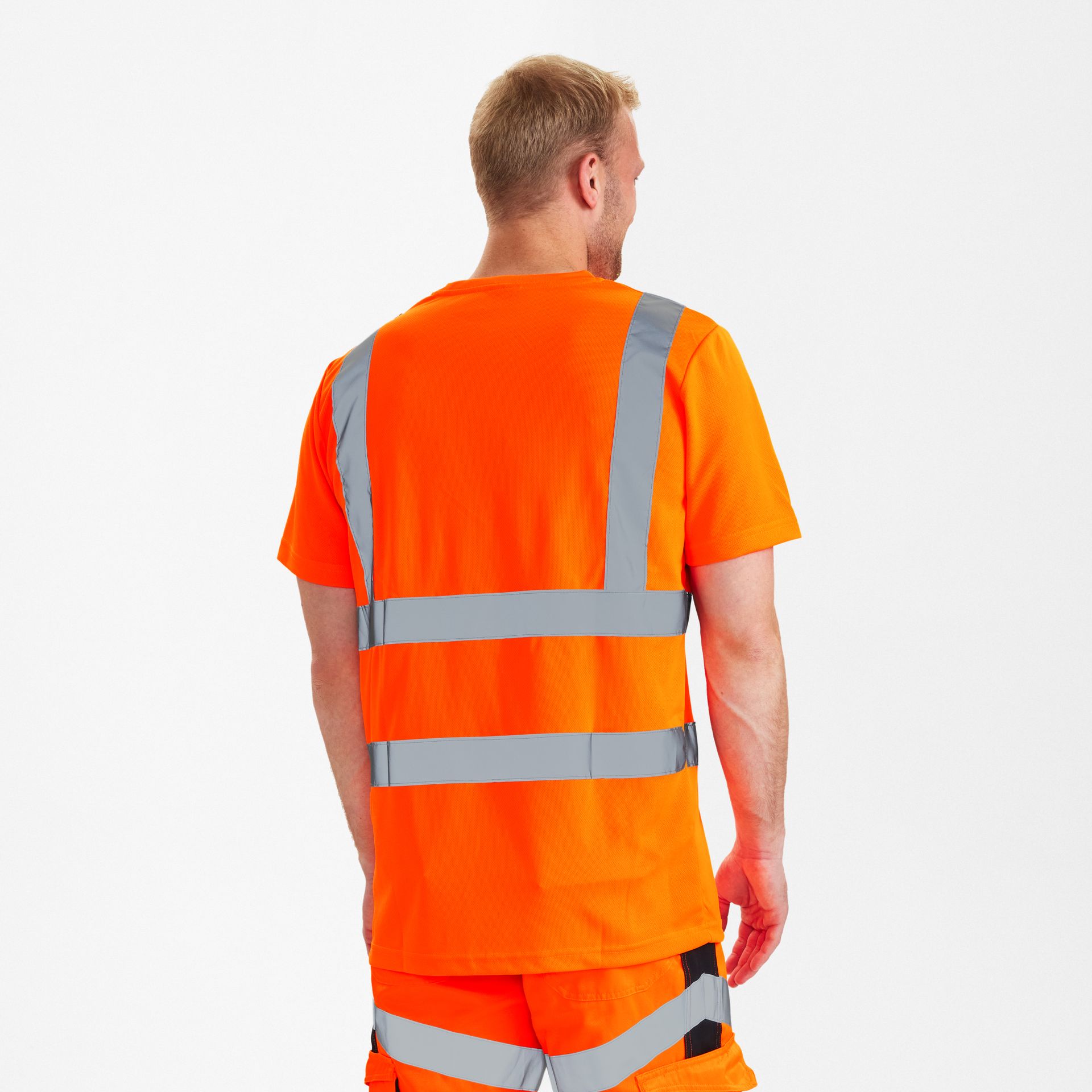 Safety T-Shirt mit Brusttasche Hi-vis Orange, Gr. L