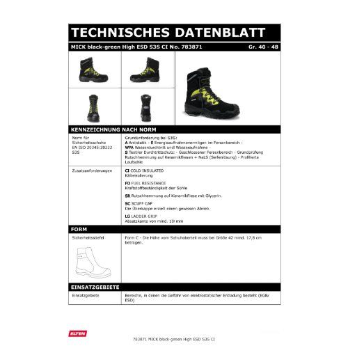 ELTEN MICK Sicherheitsstiefel High S3S ESD, Schwarz, Gr. 48