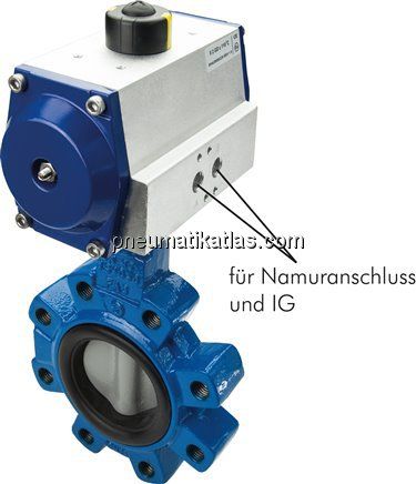 Pneum. Klappe 8"-150 lbs (ANSI B 16.5) GGG40/Edelstahl/EPDM